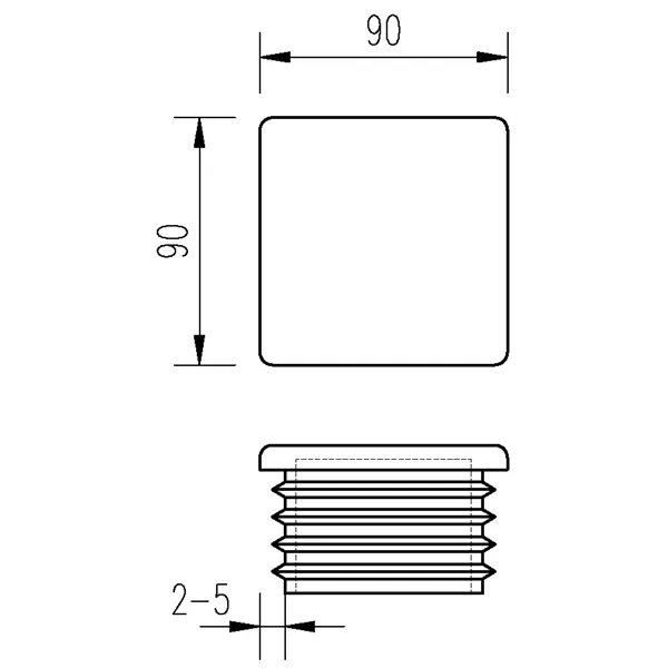 Zátka čtvercová  90x90 /2-5