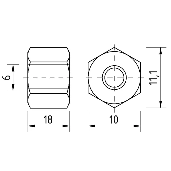 DIN 6334 Zn M6x18 matice prodloužená
