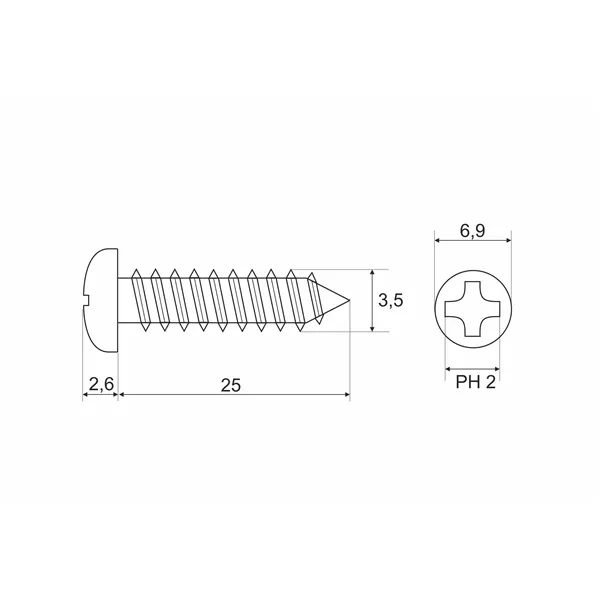 DIN 7981 Zn 3,5x 25 šroub plech půlkulatá hlava - DOPRODEJ