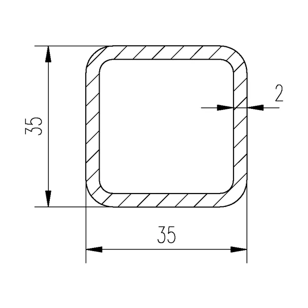Jekl 35x35x2 pozinkovaný žárově ponorem/45µm