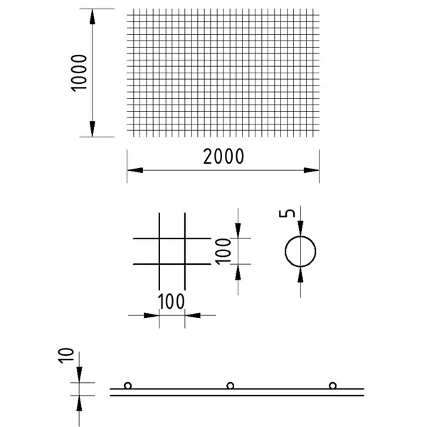 Síť svařovaná 5/100x100/1x2m černá