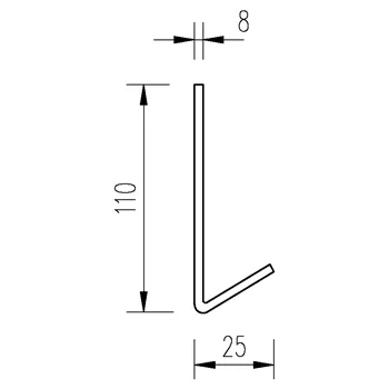 Háček L Zn M8x 25x110 k VSŽ plechům