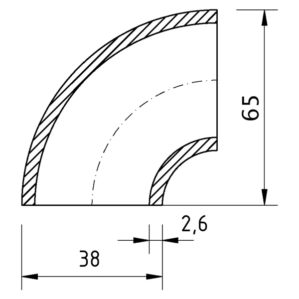 Koleno varné 38x2,6 90°