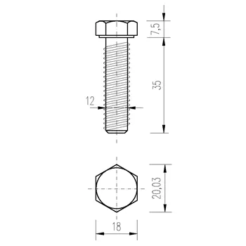 DIN 933 Zn M12x 35 8.8 šroub 6HR celý závit