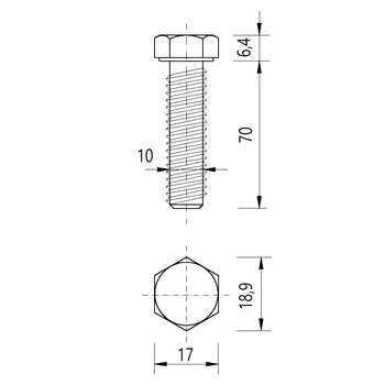 DIN 933 Zn M10x 70 8.8 šroub 6HR celý závit