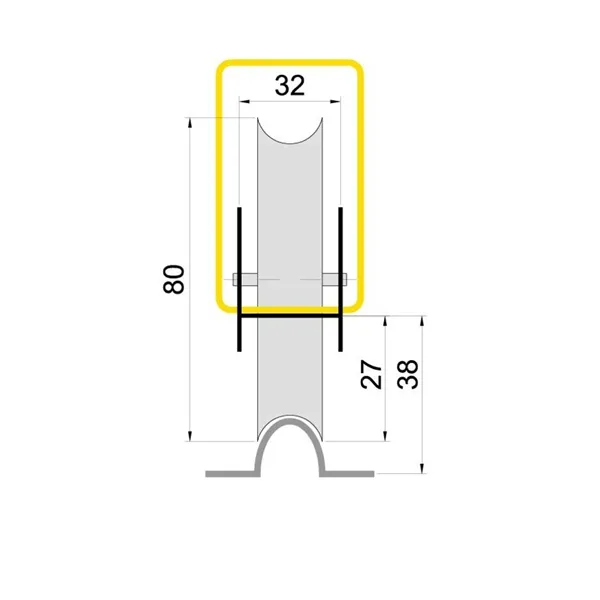 Kolečko pojezdu U 80mm Zn H/38U držák