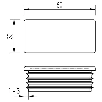 Zátka obdélníková 50x30 /1-3 šedá