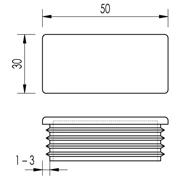 Zátka obdélníková 50x30 /1-3 šedá