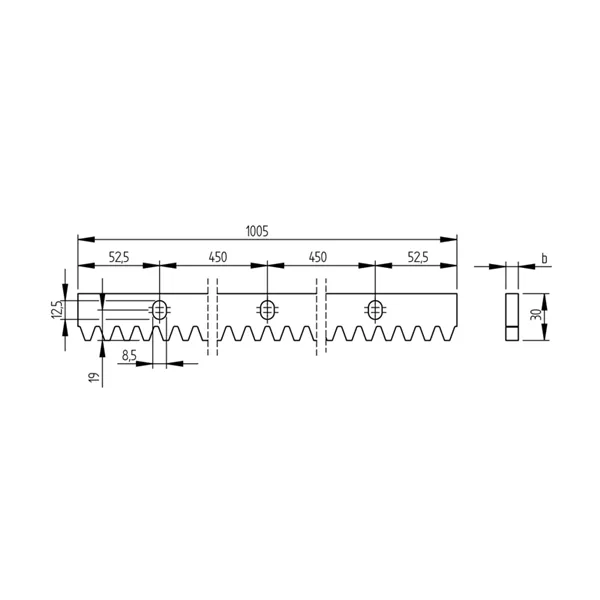 Hřeben brány Zn 30x12mm L1m max 2200kg