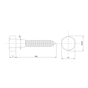 DIN 571 Zn 10,0x140 vrut 6HR hlava