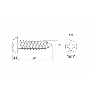 DIN 7981 Zn 3,5x 25 šroub plech půlkulatá hlava - DOPRODEJ