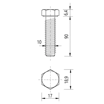 DIN 933 Zn M10x 90 8.8 šroub 6HR celý závit