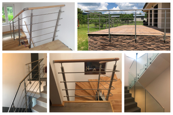 Ukázka sestaveného nerezového zábradlí